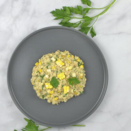 Fresh Corn Risotto - Recipe photo by agourmetfoodblog