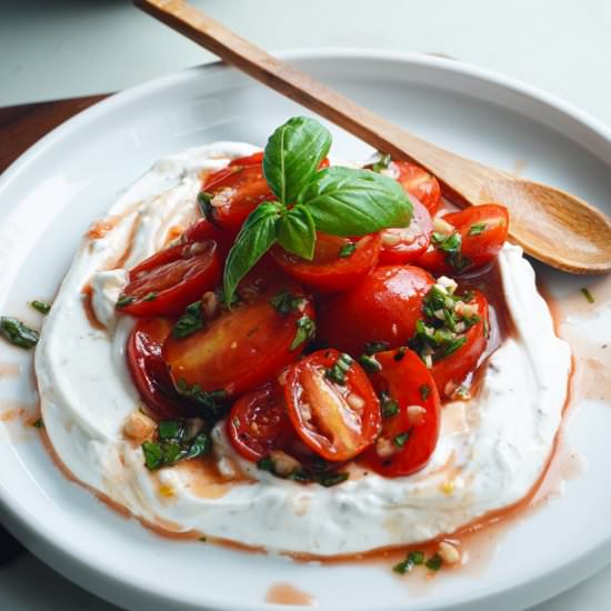 Marinated tomatoes and Greek Yogurt - Recipe photo by Posh Plate