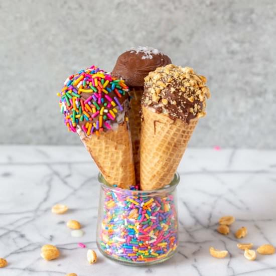 Healthier Ice Cream Drumsticks - Recipe photo by Strawberry Blondie Kitchen