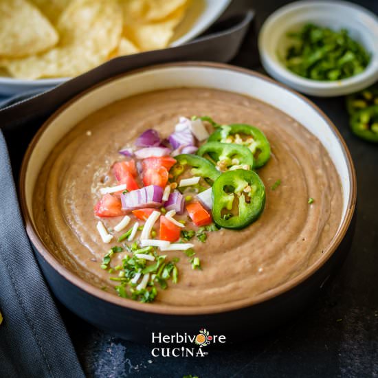 Restaurant style Refried Beans - Recipe photo by Herbivore Cucina