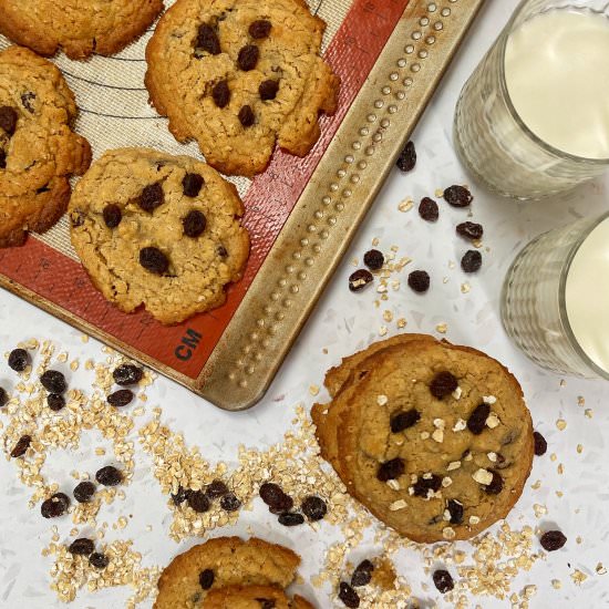 Peanut Oatmeal Raisin Cookies - Recipe photo by bakingwithaimee