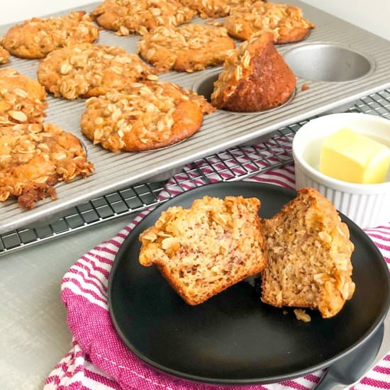 Banana Muffins with Oatmeal Topping - Recipe photo by amysdeliciousmess