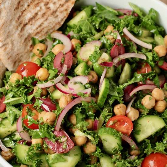 Garlic Lemon Chickpeas & Kale Salad - Recipe photo by crissy0316