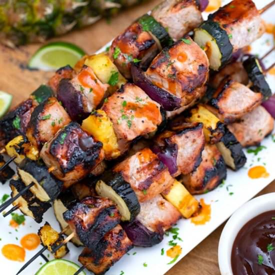 Grilled Pork Skewers - Recipe photo by peasandpeonies