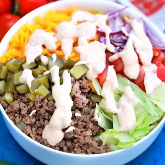 Big Mac Salad - Recipe photo by peasandpeonies