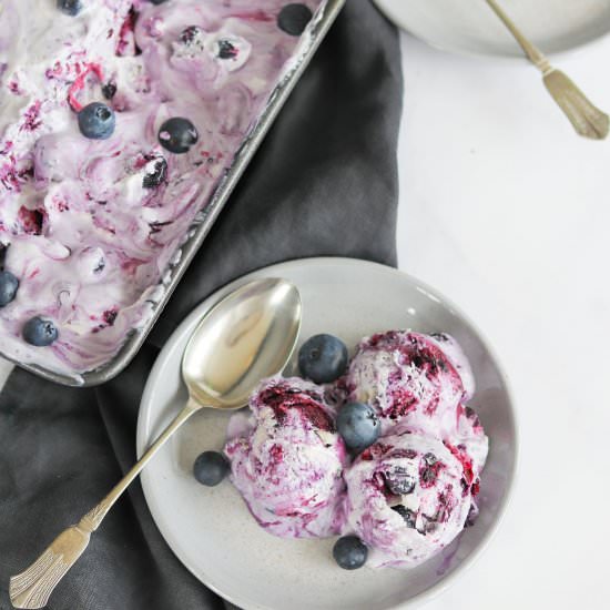 Blueberry Swirl Ice Cream (No Churn - Recipe photo by CurlysCooking
