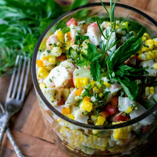 Summer Sweet Corn Crab Salad - Recipe photo by whattheforksfordinner