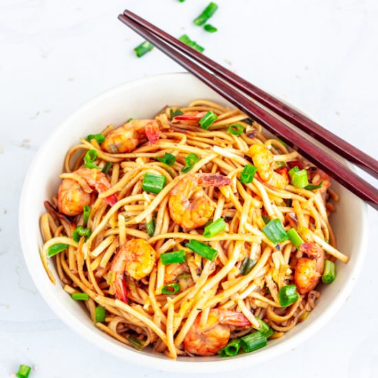 Garlic Shrimp Udon Noodles Stir Fry - Recipe photo by Priyanka DK