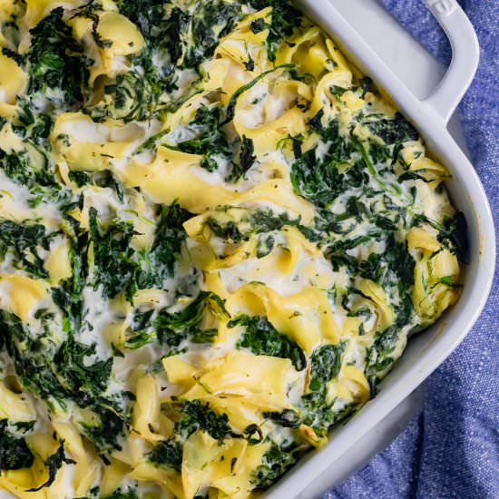 Vegan Spinach Noodle Kugel - Recipe photo by Zardyplants