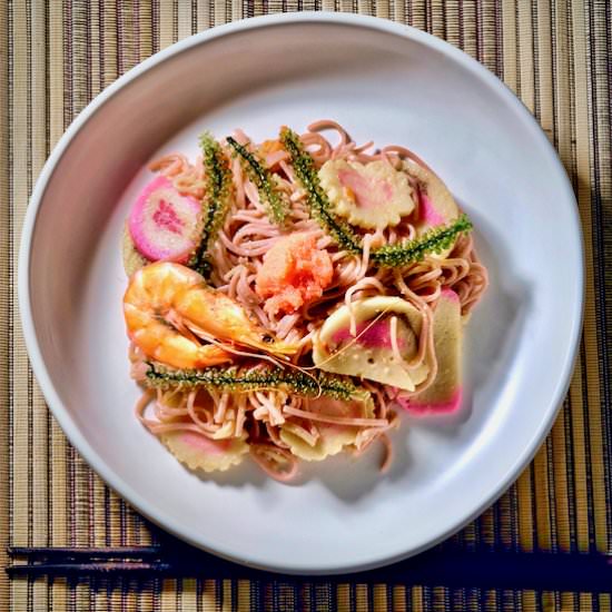 Pink soba and mentaiko - Recipe photo by delectabilia