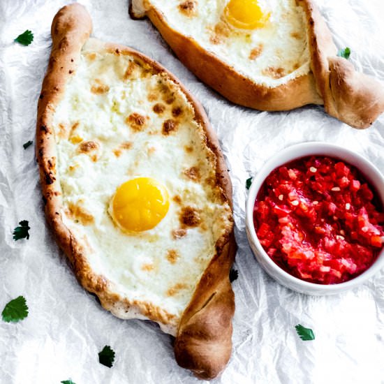khachapuri with spicy ajika sauce - Recipe photo by whisked away kitchen