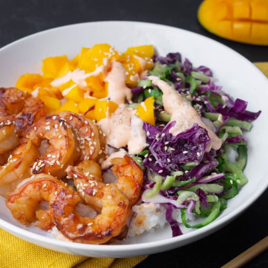 Shrimp & Mango Poke Bowls - Recipe photo by JawnsICooked