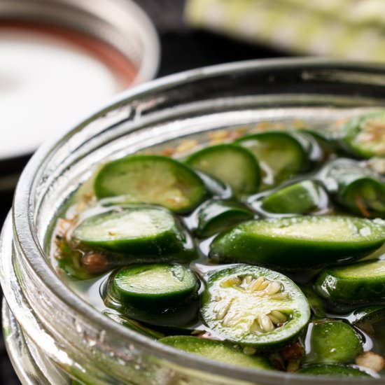 Quick Pickled Serrano Peppers - Recipe photo by For the Love of Cooking