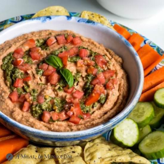 Tomato-Pesto Hummus - Recipe photo by a meal in mind