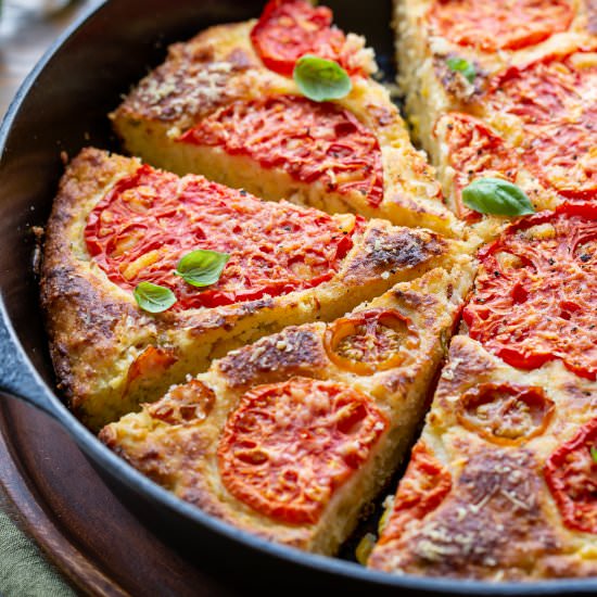 Skillet Cornbread with Tomatoes - Recipe photo by Savingroomfordessert
