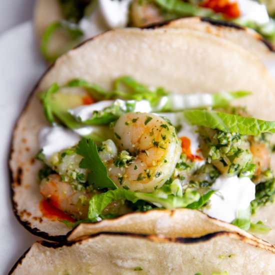 Healthy Shrimp Tacos - Recipe photo by FromScratchFast