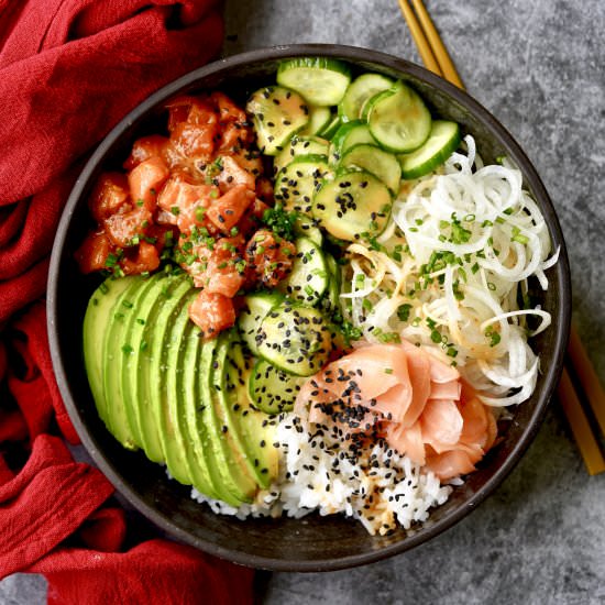 Spicy Salmon Roll Sushi Bowl - Recipe photo by simmerandsauce