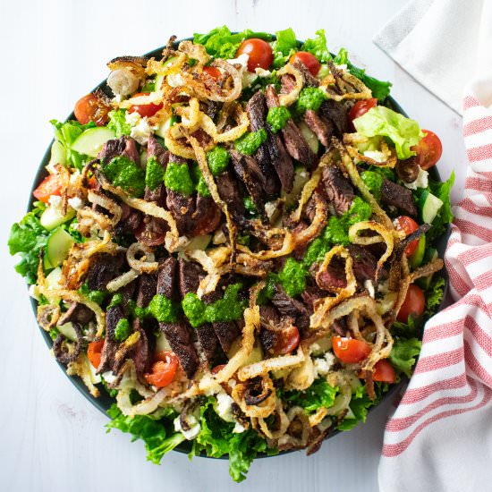 Skirt Steak Salad with Chimichurri - Recipe photo by Biteyourcravings
