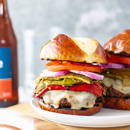 Roasted Green Chile Cheeseburgers - Recipe photo by Alifedelicious
