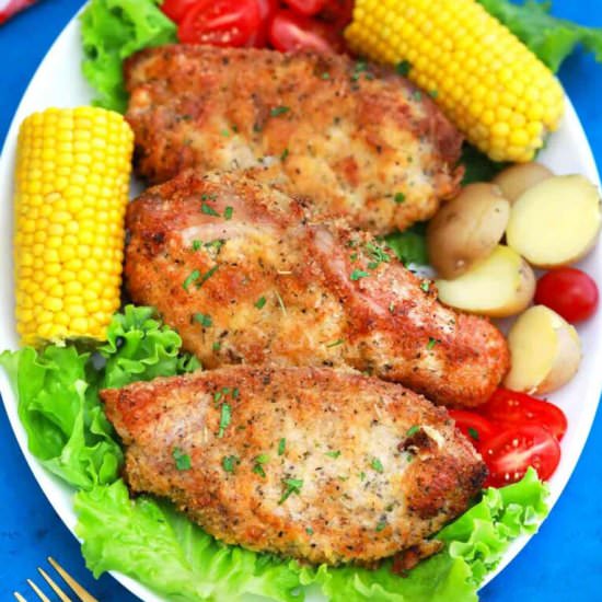 Crispy Baked Pork Chops - Recipe photo by peasandpeonies