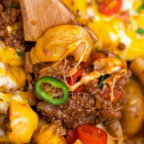 Chili Mac - Recipe photo by peasandpeonies