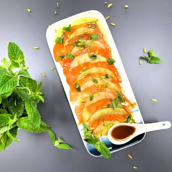 salmon and melon salad - Recipe photo by Cuisine Fiend