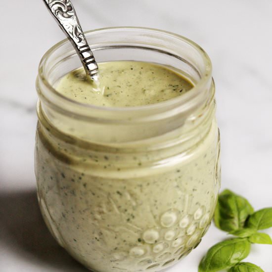 Green Goddess Tahini Dressing - Recipe photo by Donut Worry Be Healthy