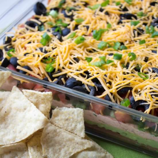 Healthier Seven Layer Taco Dip - Recipe photo by fANNEtastic food