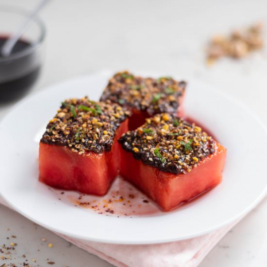 Pistachio Dukkah-Spiced Watermelon - Recipe photo by omgfood.com