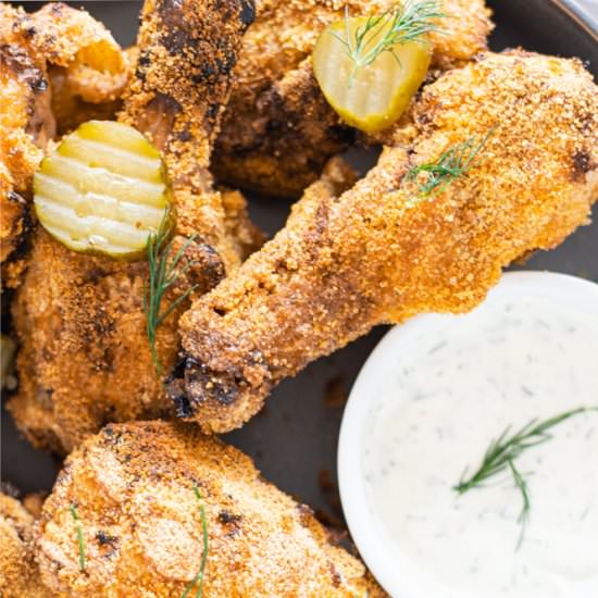 Pickle Brined Chicken Drumsticks - Recipe photo by theseasonaljunkie