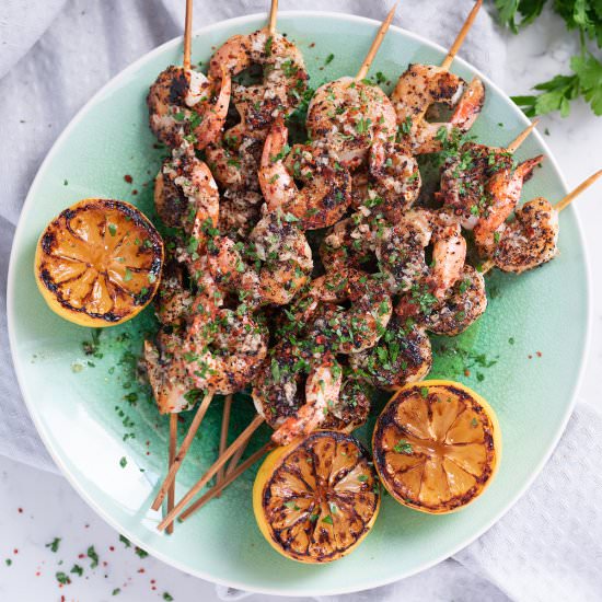 Grilled Turkish Shrimp Kebabs - Recipe photo by omgfood.com