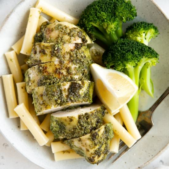 Pesto Chicken - Recipe photo by theforkedspoon