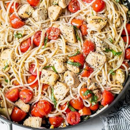 Pasta, Sauteed Chicken and Tomatoes - Recipe photo by Skinnytaste