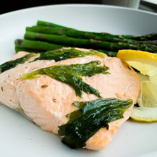 Celery Leaf & Fennel Poached Salmon - Recipe photo by Quisine Queen B