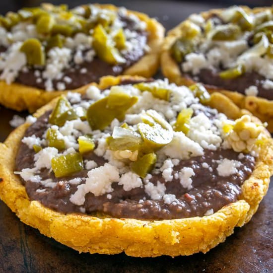 Sopes With Refried Beans and Cheese - Recipe photo by MexicanPlease