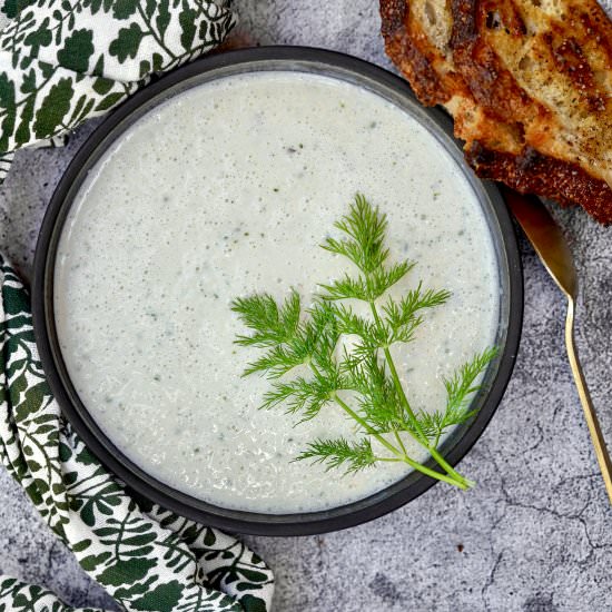 Chilled Cucumber Yogurt Soup - Recipe photo by simmerandsauce