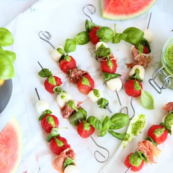 Watermelon Caprese Skewers - Recipe photo by angiesrecipes