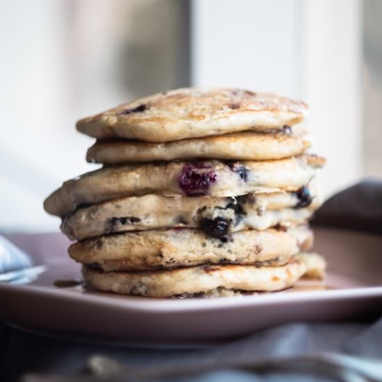 Blueberry Vanilla Pancakes - Recipe photo by nothangryanymore