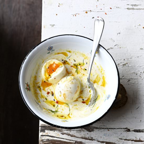 Turkish style eggs - Recipe photo by servingdumplings