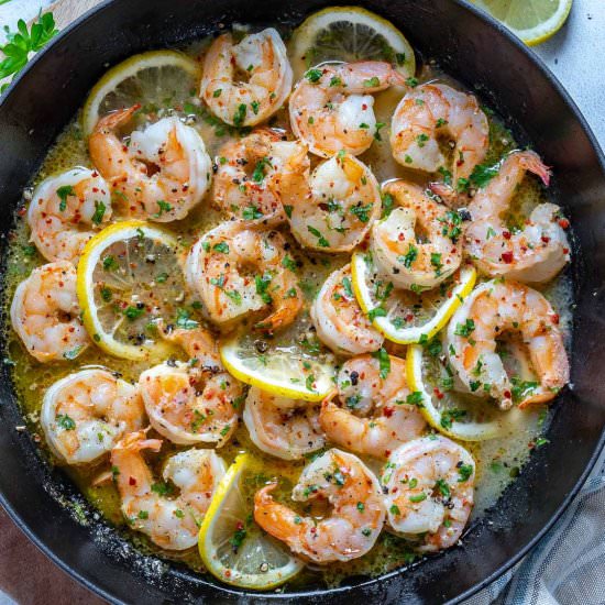 LEMON GARLIC SHRIMP SKILLET - Recipe photo by healthyfitnessmeals