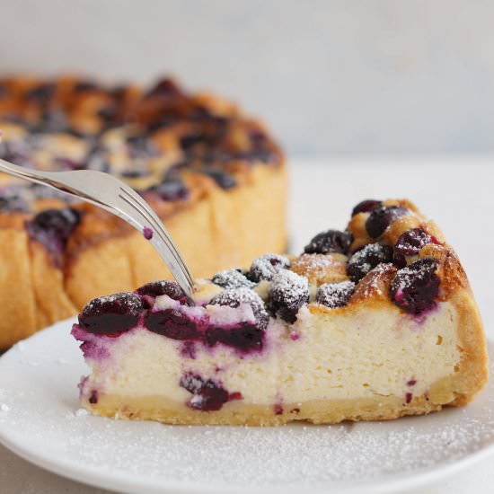 Cheesecake with blueberries - Recipe photo by La cuisine de Geraldine