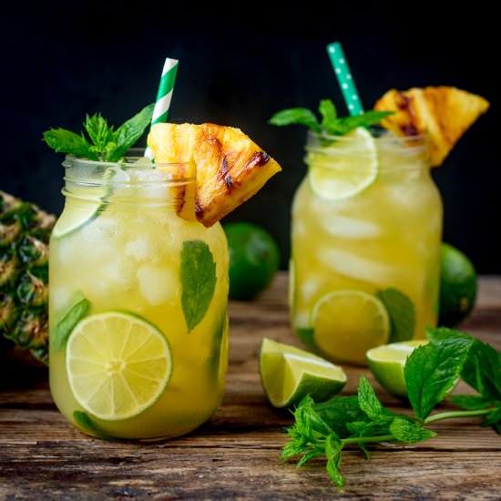 Pineapple Ginger Mojitos - Recipe photo by KitchenSanctuary