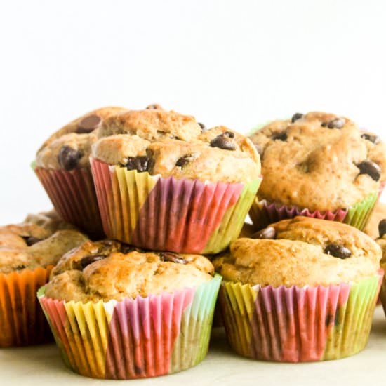 Peanut Butter Banana Muffins - Recipe photo by The Desserted Girl