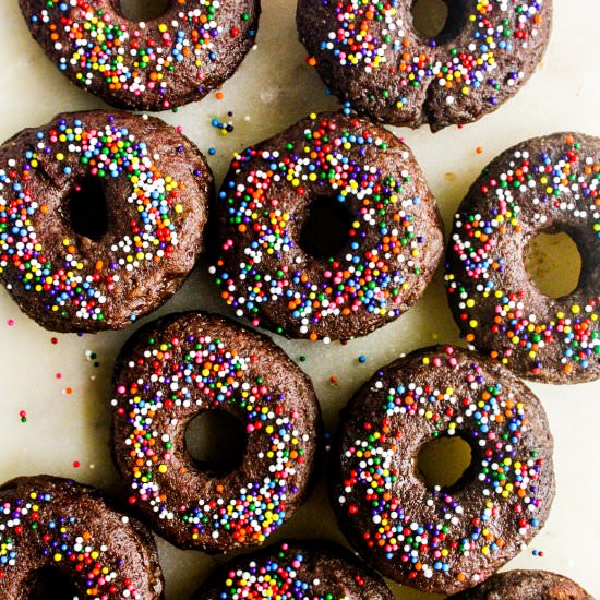 Glazed Chocolate Donuts - Recipe photo by The Desserted Girl