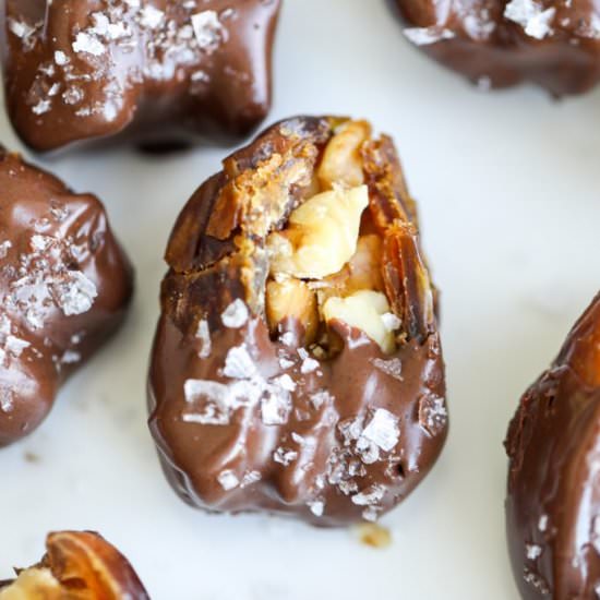 Walnut Stuffed Chocolate Dates - Recipe photo by erinliveswhole