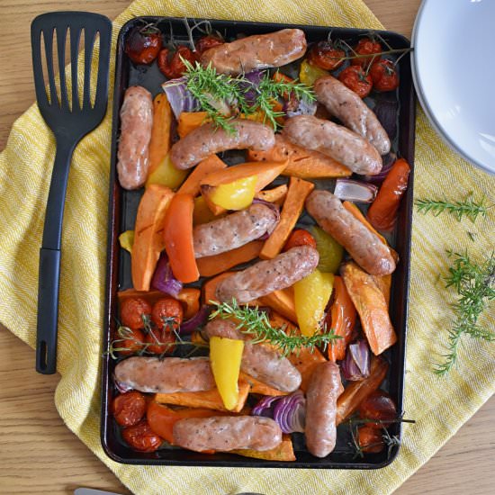 Sausage and Sweet Potato Traybake - Recipe photo by donnadundasblog