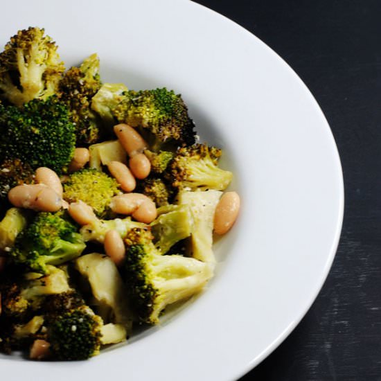 Charred broccoli salad - Recipe photo by white plate blank slate