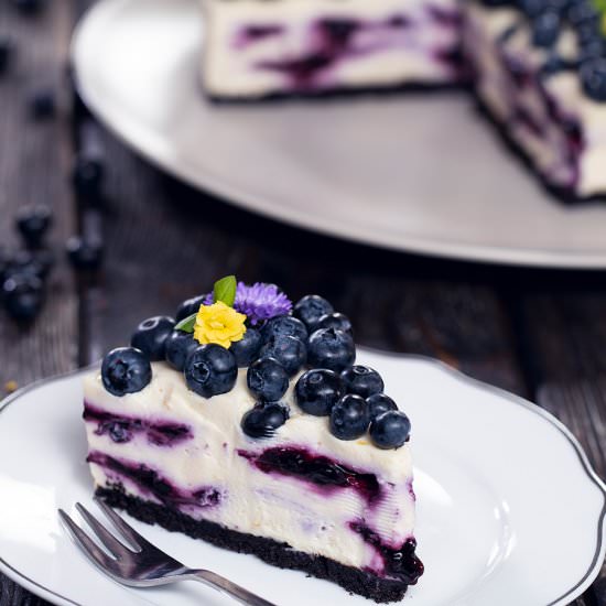 No Bake Blueberry Cheesecake - Recipe photo by Home Cooking Adventure