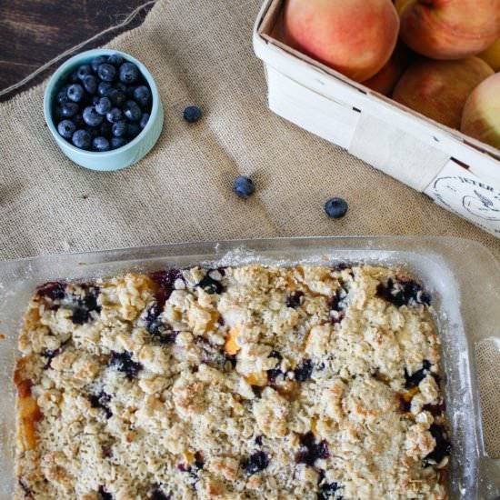 Blueberry Peach Crumb Bars - Recipe photo by asavoryfeast
