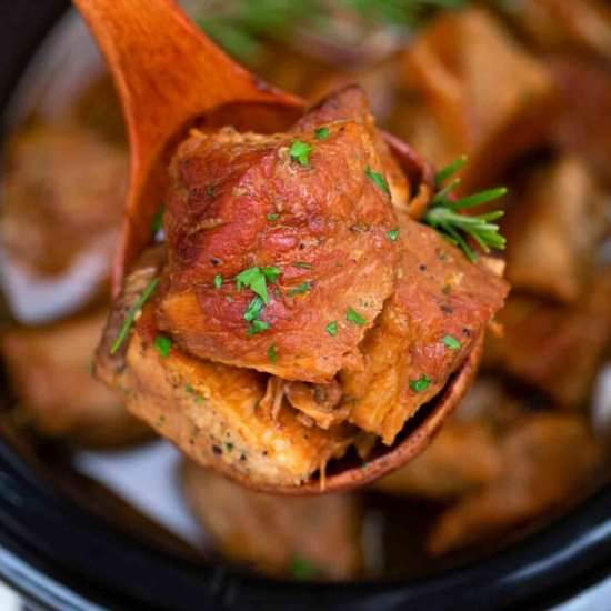 Slow Cooker Brown Sugar Garlic Pork - Recipe photo by peasandpeonies